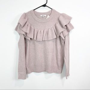 Madewell Womens Ruffle-Yoke Sweater Coziest Yarn